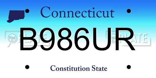 B986UR Connecticut License Plate
