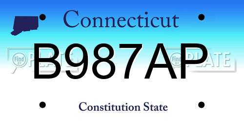 B987AP Connecticut License Plate