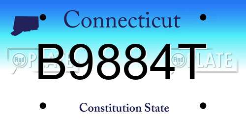 B9884T Connecticut License Plate
