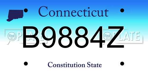 B9884Z Connecticut License Plate
