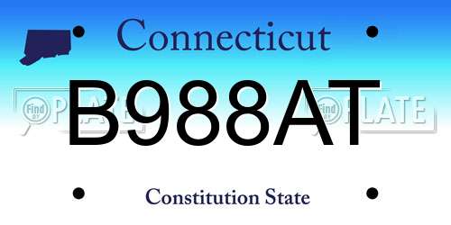 B988AT Connecticut License Plate