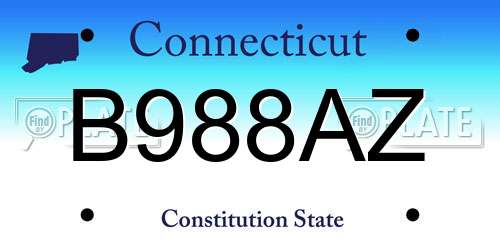 B988AZ Connecticut License Plate