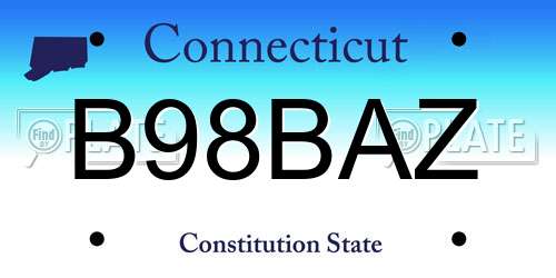 B98BAZ Connecticut License Plate