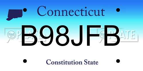 B98JFB Connecticut License Plate