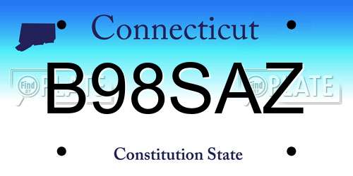 B98SAZ Connecticut License Plate