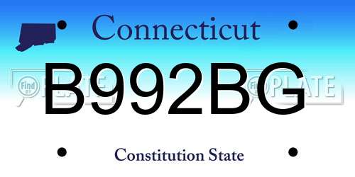 B992BG Connecticut License Plate