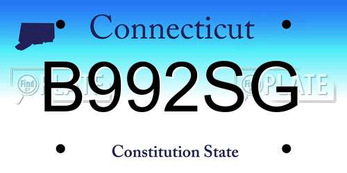 B992SG Connecticut License Plate