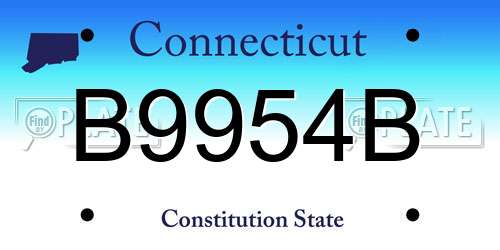 B9954B Connecticut License Plate