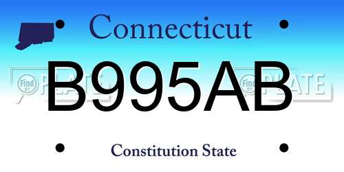 B995AB Connecticut License Plate