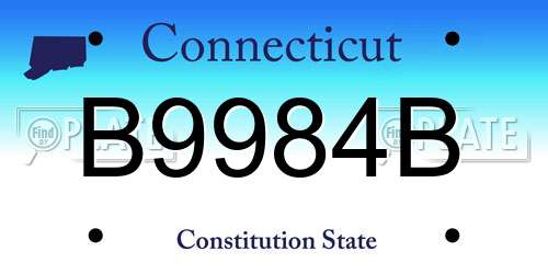 B9984B Connecticut License Plate