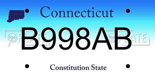 B998AB Connecticut License Plate