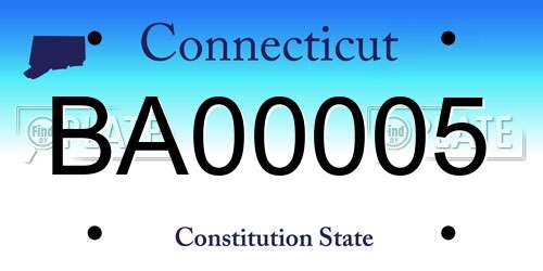 BA00005 Connecticut License Plate