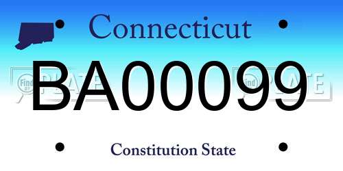 BA00099 Connecticut License Plate