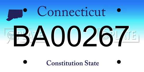 BA00267 Connecticut License Plate