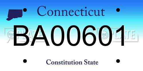 BA00601 Connecticut License Plate