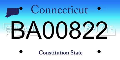 BA00822 Connecticut License Plate