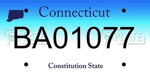 BA01077 Connecticut License Plate