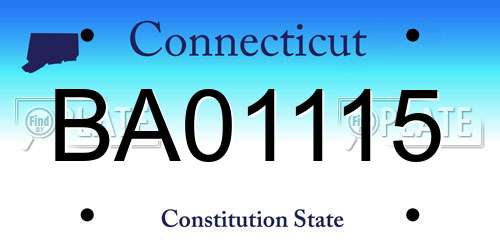 BA01115 Connecticut License Plate