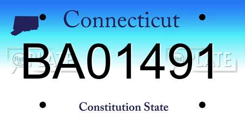 BA01491 Connecticut License Plate