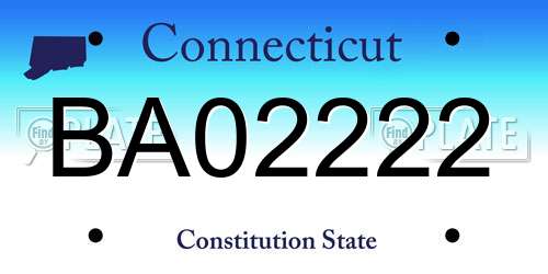 BA02222 Connecticut License Plate