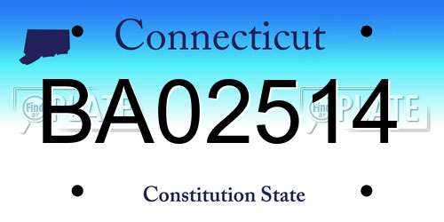 BA02514 Connecticut License Plate
