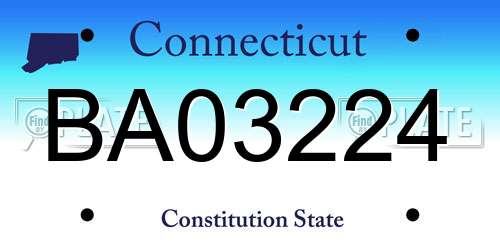 BA03224 Connecticut License Plate