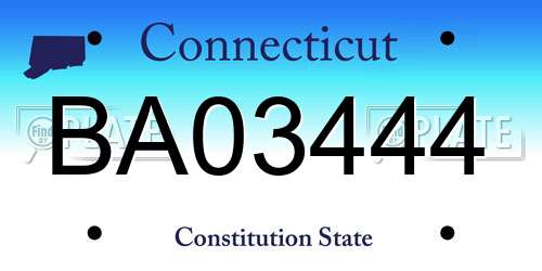 BA03444 Connecticut License Plate