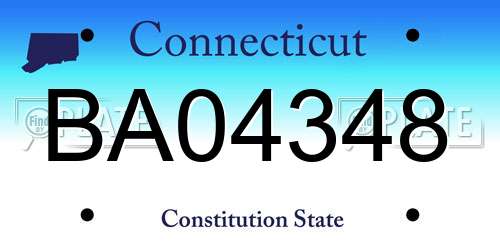 BA04348 Connecticut License Plate
