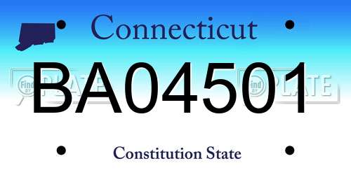 BA04501 Connecticut License Plate