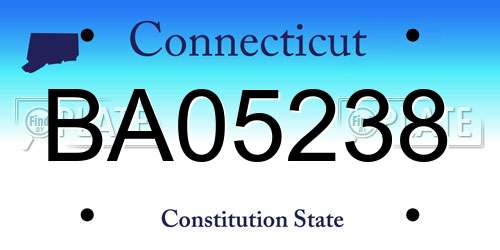 BA05238 Connecticut License Plate