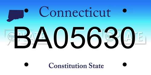 BA05630 Connecticut License Plate