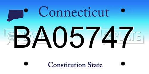 BA05747 Connecticut License Plate