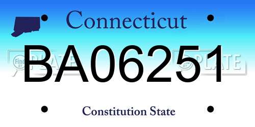 BA06251 Connecticut License Plate