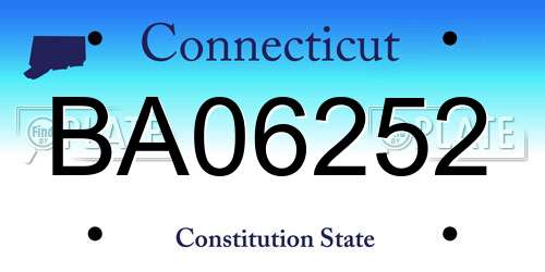 BA06252 Connecticut License Plate
