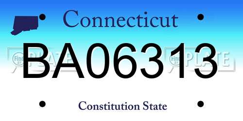 BA06313 Connecticut License Plate