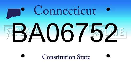 BA06752 Connecticut License Plate