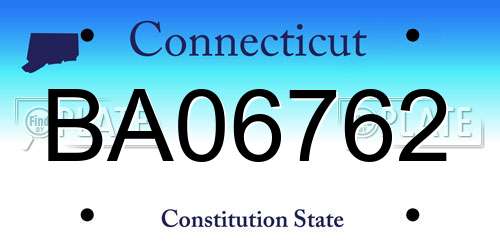 BA06762 Connecticut License Plate