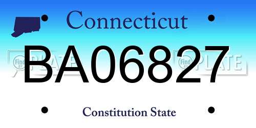 BA06827 Connecticut License Plate