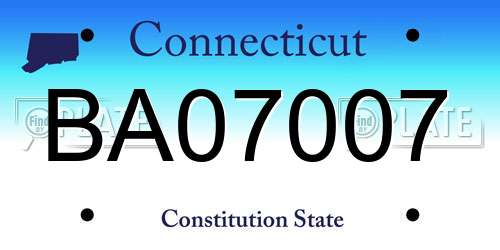 BA07007 Connecticut License Plate