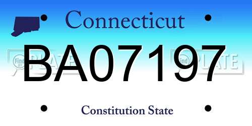 BA07197 Connecticut License Plate