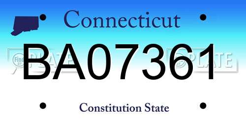 BA07361 Connecticut License Plate