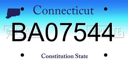BA07544 Connecticut License Plate