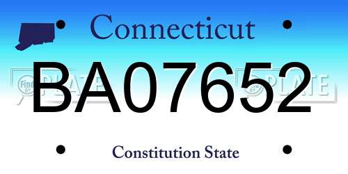 BA07652 Connecticut License Plate