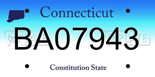 BA07943 Connecticut License Plate