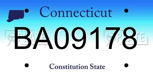 BA09178 Connecticut License Plate