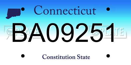 BA09251 Connecticut License Plate