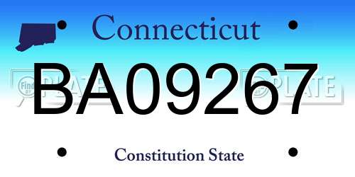 BA09267 Connecticut License Plate