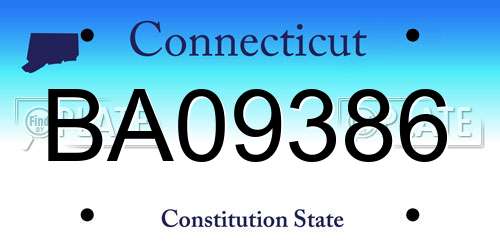 BA09386 Connecticut License Plate