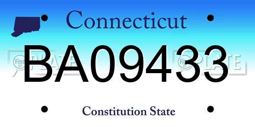 BA09433 Connecticut License Plate