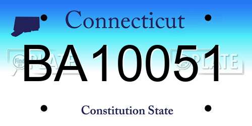 BA10051 Connecticut License Plate